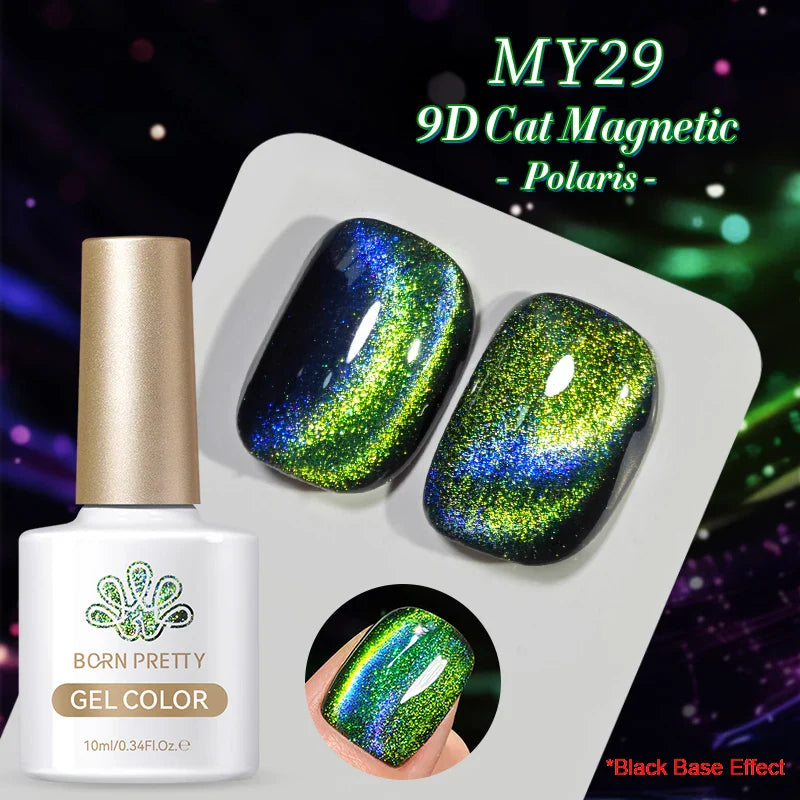 10ml Leopard Cat Magnetic Eye Gel Nail Polish Autumn Night Coffee Brown Glass Beads Soak Off UV LED Manicure Nail Ar