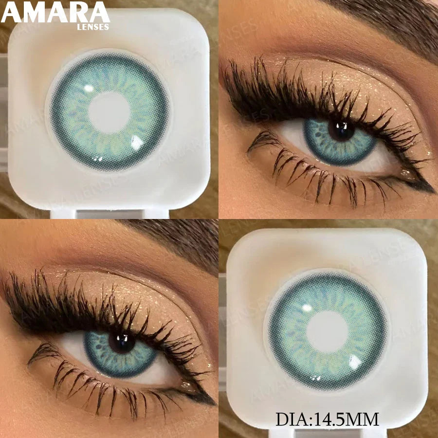 1 pair New Baby Blue Contact Lenses for Eyes Natural Brown Pupils Cosmetic Grey Lenses Green Lens Yearly Big Eyes 14.5mm