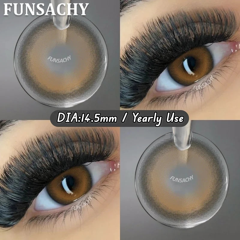 1 Pair New Colored Contact Lenses for Eyes Brown Graduated Fashion Gray Eyes Lenses Yearly Beauty Makeup Lens Women