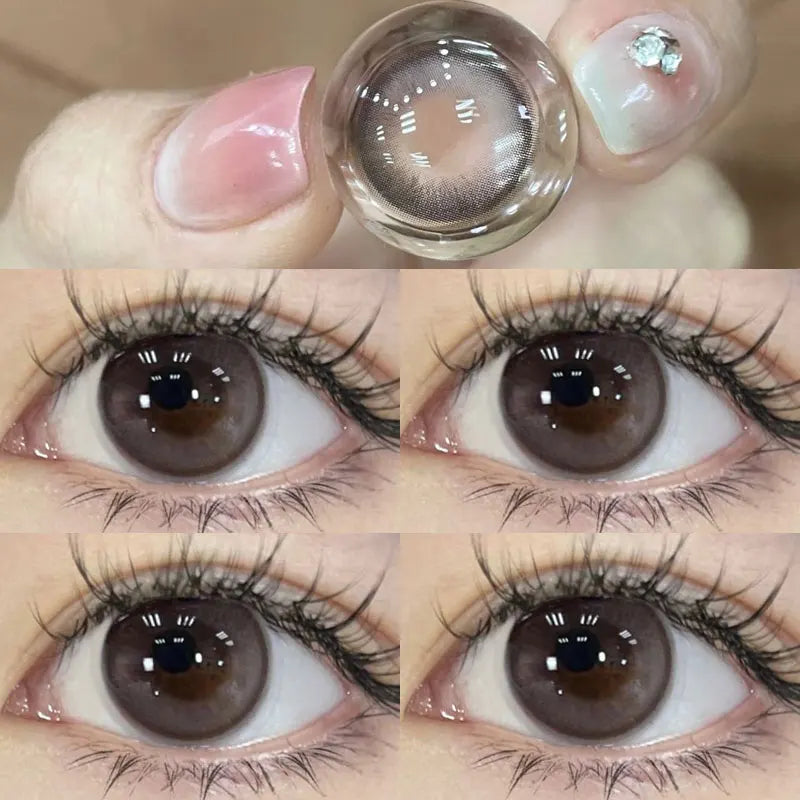 2Pcs Korea Colored Contact Lenses Diameter 14.5mm Prescription Myopia Degree-0.00to-8.00Makeup Soft Lens Eye Beauty Pupil