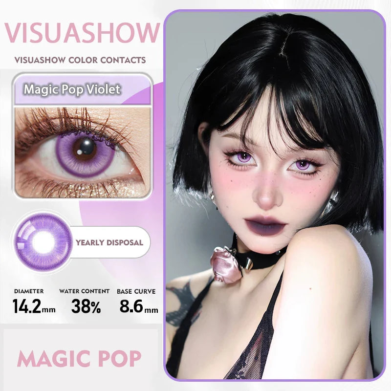 14.20 Blue Small Pupil Cosplay Colored Contact Lenses, 1 Pair Yearly Wear Eye Lenses for Halloween Themed Cosplay