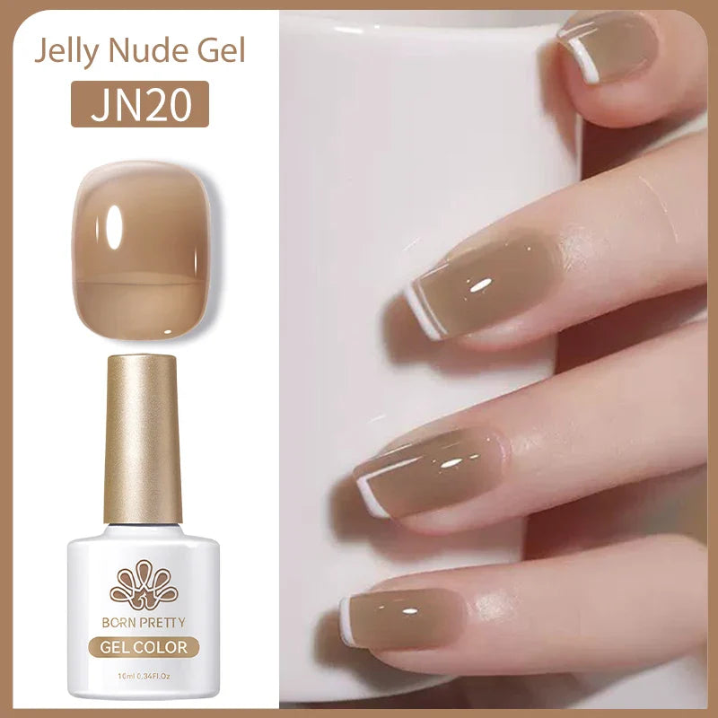 Transparen Gel Nail Polish Pink Jelly Nude Semi Transparent French Nail Camouflage UV Gel Varnish Soak Off Nail Art
