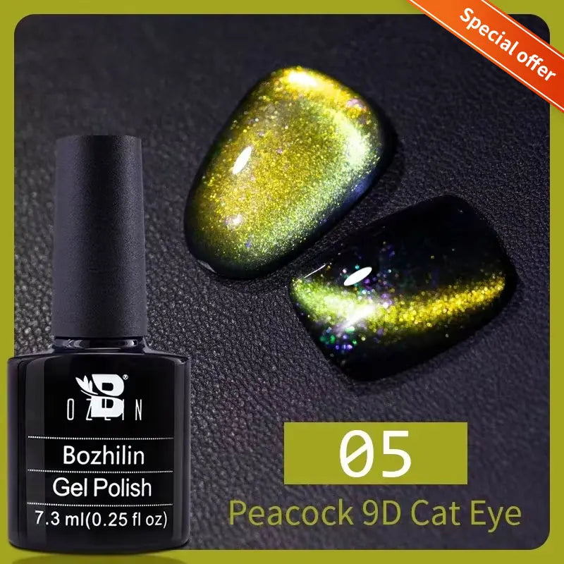 7.5ml Golden Gradient Cat Eye Nail Polish Gel Phototherapeutic Gel Soak Off Nail Magnetic Gel Polish Nail Art DlY