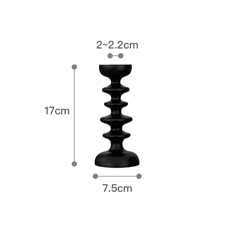 Black Geometric Solid Wood Candle Holder Tabletop Irregular Beech Decorative Ornaments Container