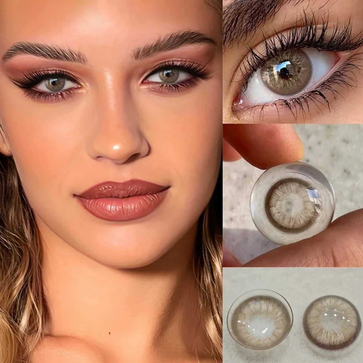 Eyes Color Contacts Colored Contact Lenses Lens Plano Small Pupil Myopia Brown 14.2mm 2Pcs 12 Months