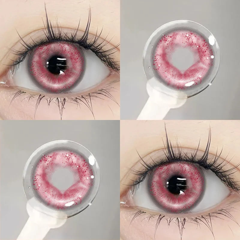 Korea Colorful Contact Lenses with Diopters Pink Beautiful Pupils Soft Lenses Makeup Anime Contacts 0 to -8.00 Degree