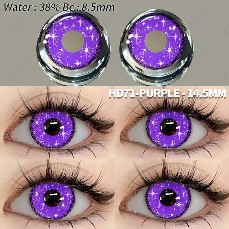 1 Pair Colored Contact Lenses Cosplay Colorful Contact Red Eyes Anime Contact Green Lenses Halloween Purple Contact