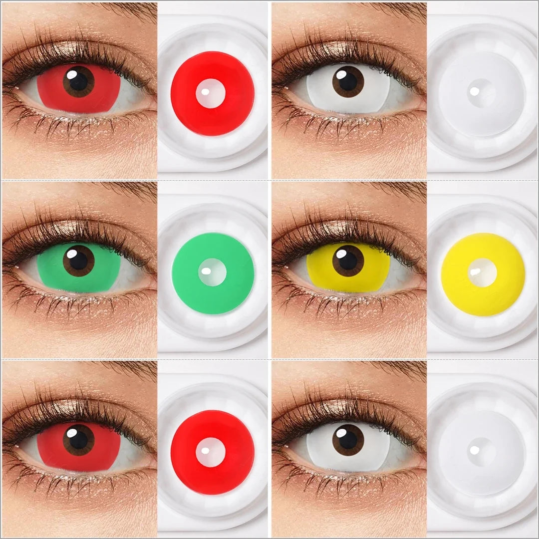 17mm Halloween Contact Lenses For Cosplay Contact Lenses Red Fluorescent Lenses Luminous Contact Lenses Yearly