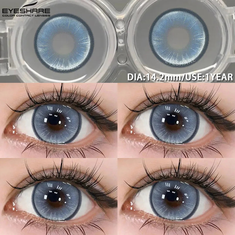 1pair Blue Contact Lenses For Eyes Korean Cute Lens Eye Makeup Pupil Brown Softlenses Women's color contact lenses