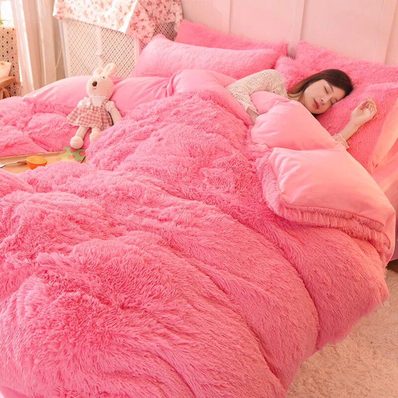 Warm Furry Duvet Cover Queen Soft Comfortable Long Plush Quilt Cover 220x240cm Warmth Blanket Comforers Covers Only Duvet Cover
