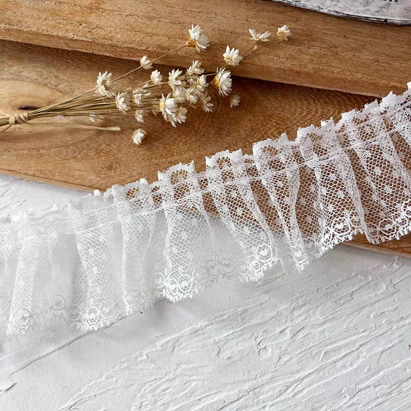 White Lace Lace Ribbons Accessories Lace Trim Handmade DIY Extended Clothes Pleated Sewing Decorative Fabric Skirt Hem Fabric