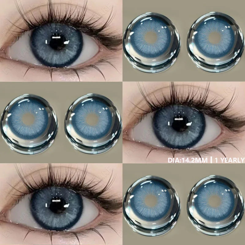 1Pair Color Contact Lenses for Eyes Natural Brown Lenses Fashion Blue Lenses Green Eye Contacts Yearly Use Eye Lens