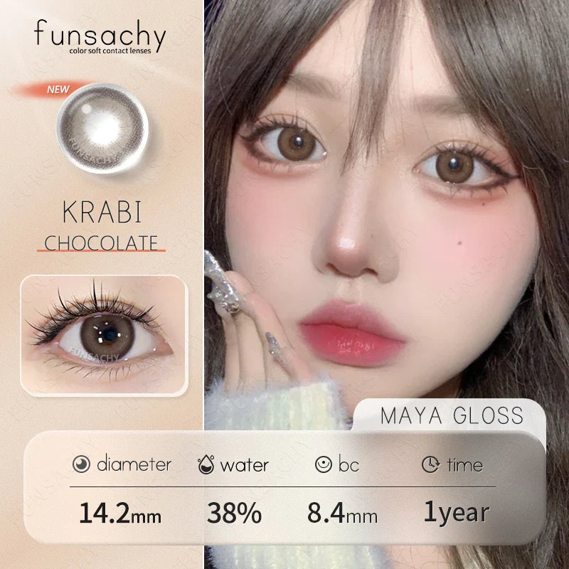 1Pair Natural Brown Contact Lenses for Eyes Colored Lenses Gray Pupils Big Eye Lenses Fashion Beauty Contacts Yearly