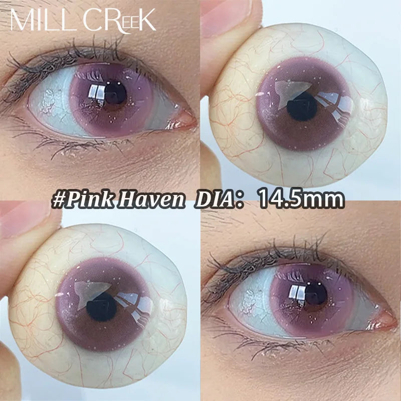 2pcs Blue Colored Contact Lenses with Myopia Pink Soft Korean Fashion Makeup Beauty Contacts Lenses New Fast Shipping