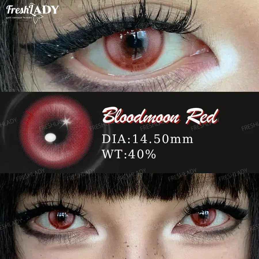 1 Pair Cosplay Color Contact Lenses Crazy Red Anime Contact Lenses For Halloween Role Play Party Cosmetic Holidays