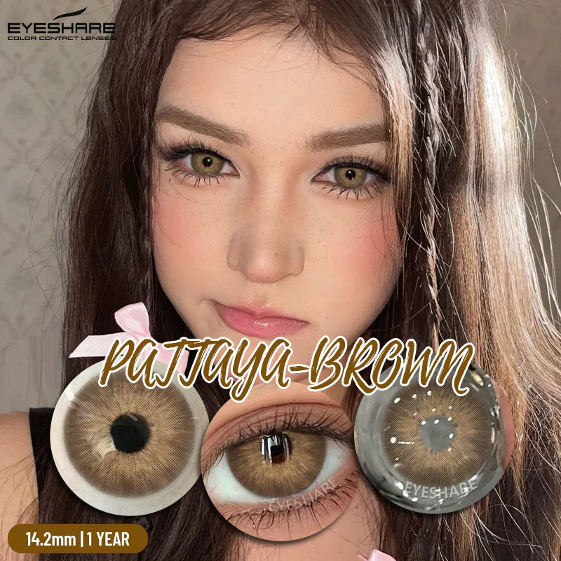 Ikeehome  2Pcs Color Contact Lenses with Eyes Natural Blue Contact Lenses Brown Pupils Beauty Gray Lenses Yearly Green Contacts