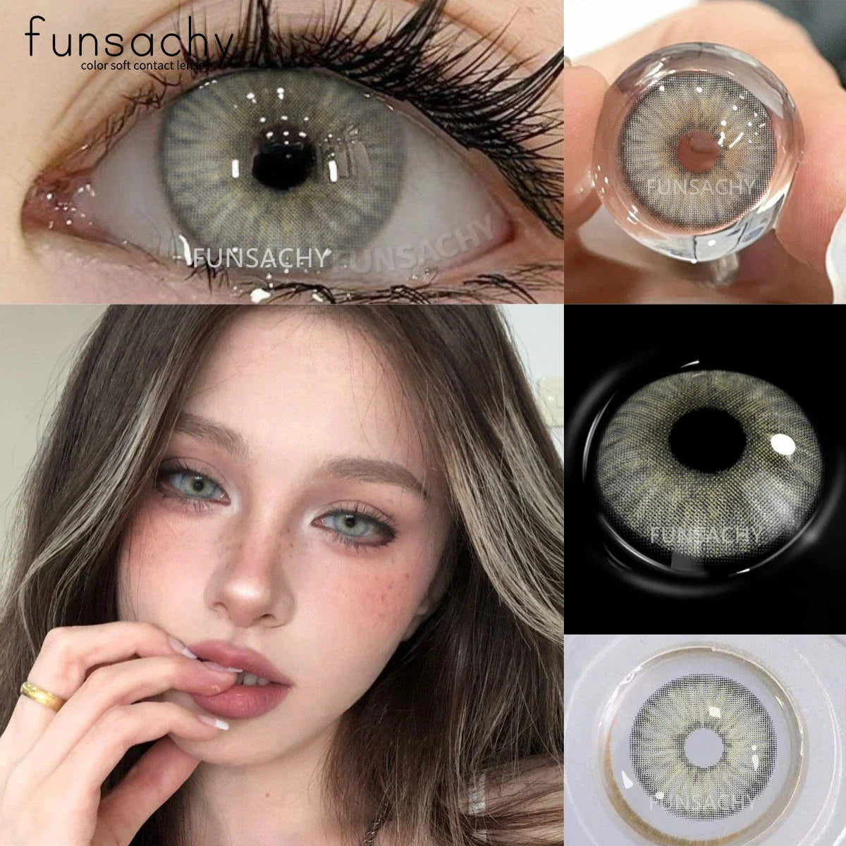 1 Pair Big Eyes Colored Contact Lenses Natural Brown Eyes Lens Gray Pupils Eyes Makeup Korean Style Contact Yearly Use