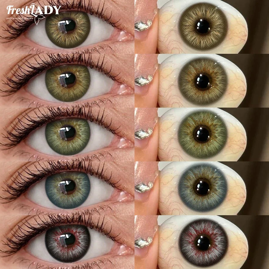 1 Pair Brown Colored Contact Lenses For Eyes Natural Gray Lenses Green Eyes Contact Makeup Beauty 14.20mm Yearly