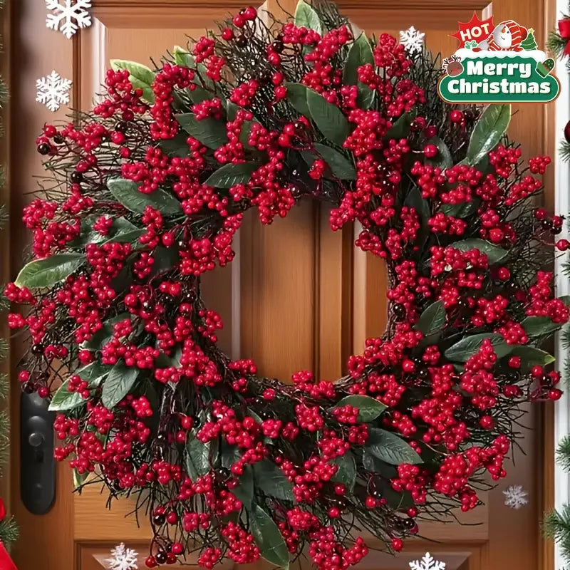 Luxurious Artificial Christmas Wreath  All-Weather Indoor/Outdoor Door,Tabletop Decoration-Plastic Holiday Wreath for Xmas Tree