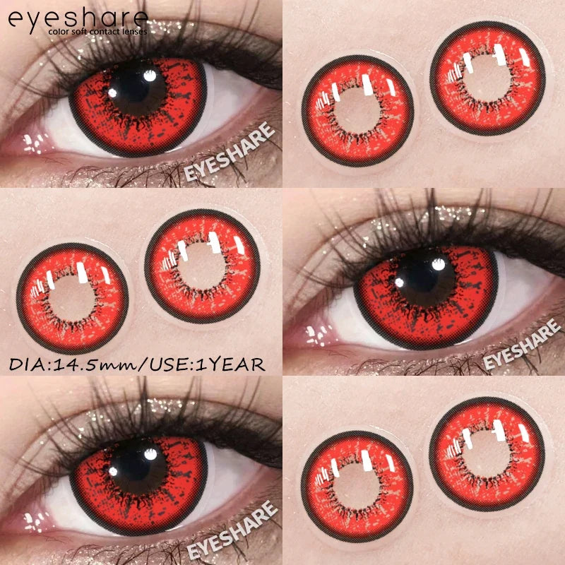 Halloween Color Contact Lenses Cosplay Red Eye Makeup Lenses Blue Pink Anime Eyes Contacts for Party Green Beauty Lens