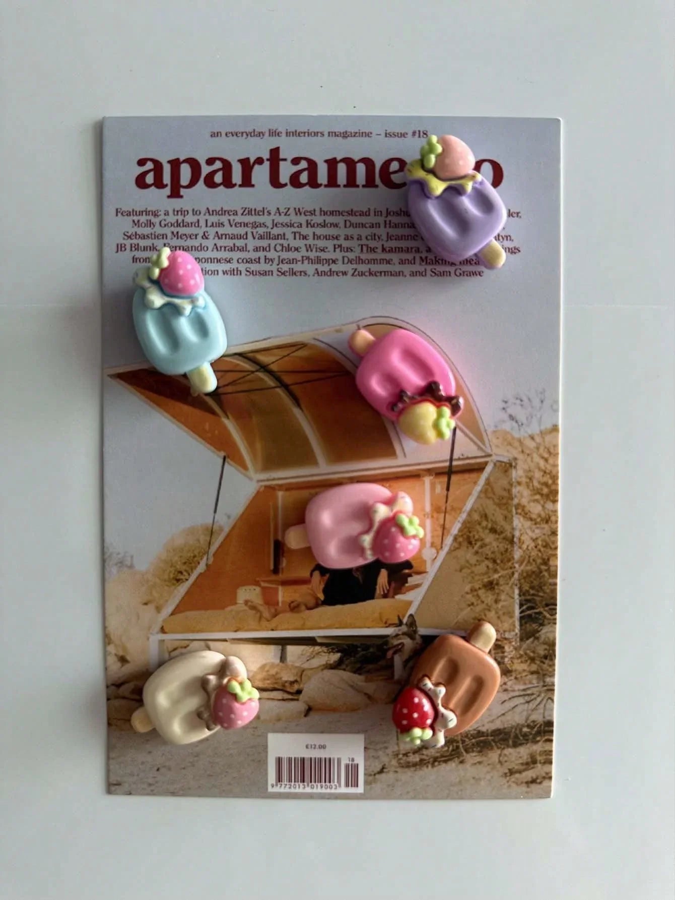 6pcs Magnetic Fridge Magnets Set] 6pcs Set of Fruit & Ice Cream Magnetic Fridge Magnets - Strawberry, Watermelon Designs