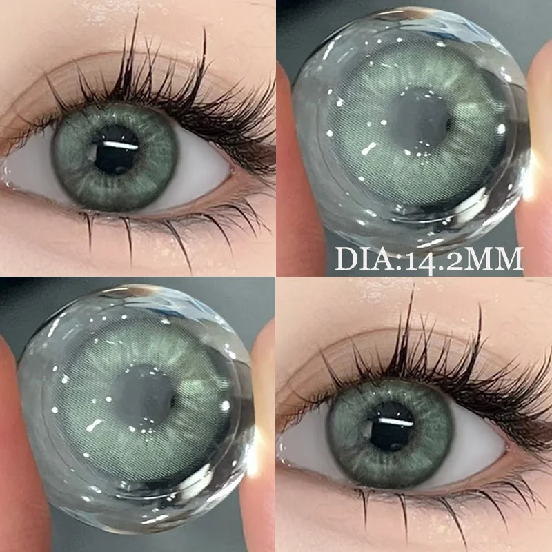 1 pair Color Contact Lenses with diopters Green Myopia Beauty Lens Cosmetic Color Pupils Contact Lenses Free Shipping