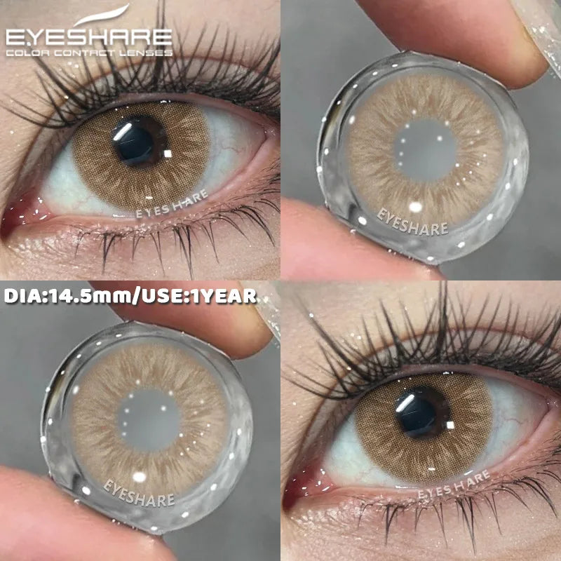 1 Pair Colorful Contact Lenses for Eyes Fashion Natural Gray Pupils Beauty Makeup Purple Color Lens Brown Eye Contacts