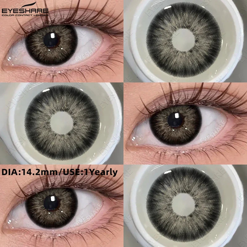 1 Pair Fashion Colored Contact Lenses Popular Natural Gray Brown Beauty Pupils Black Eyes Lens Yearly Blue Eyes Contact