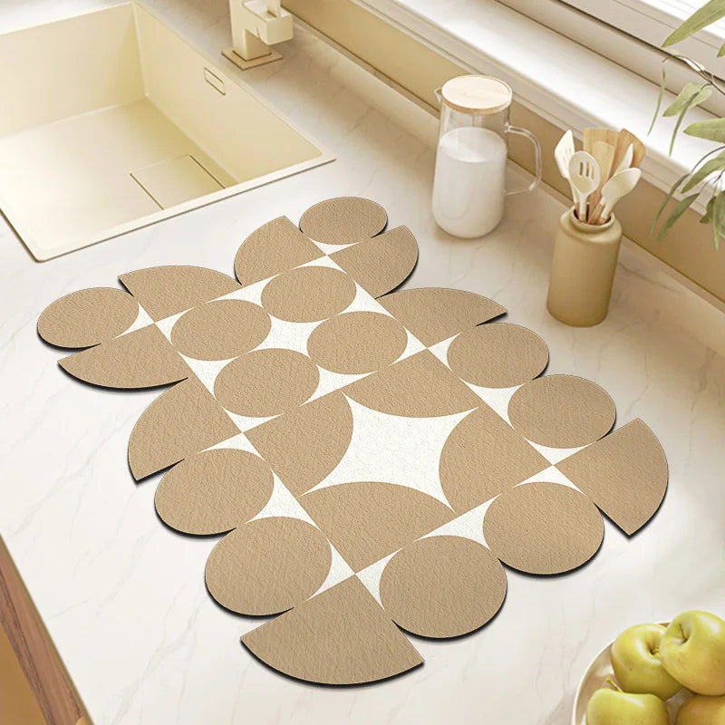 DIY Puzzle Diatomite Modular Mat Super Absorbent Quick-Dry Non-slip Stain-Resistant for Kitchen Sink