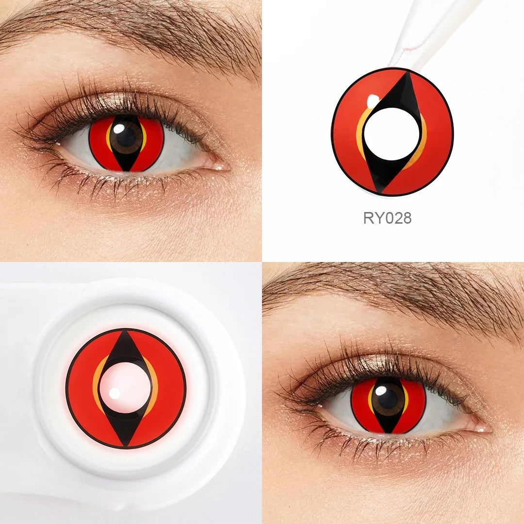 Yearly Use Halloween Contact Lenses For Cosplay Contact Lens Dragon Eye Lens Red/Pink Color Contact Lenses 14.0mm 8.5mm