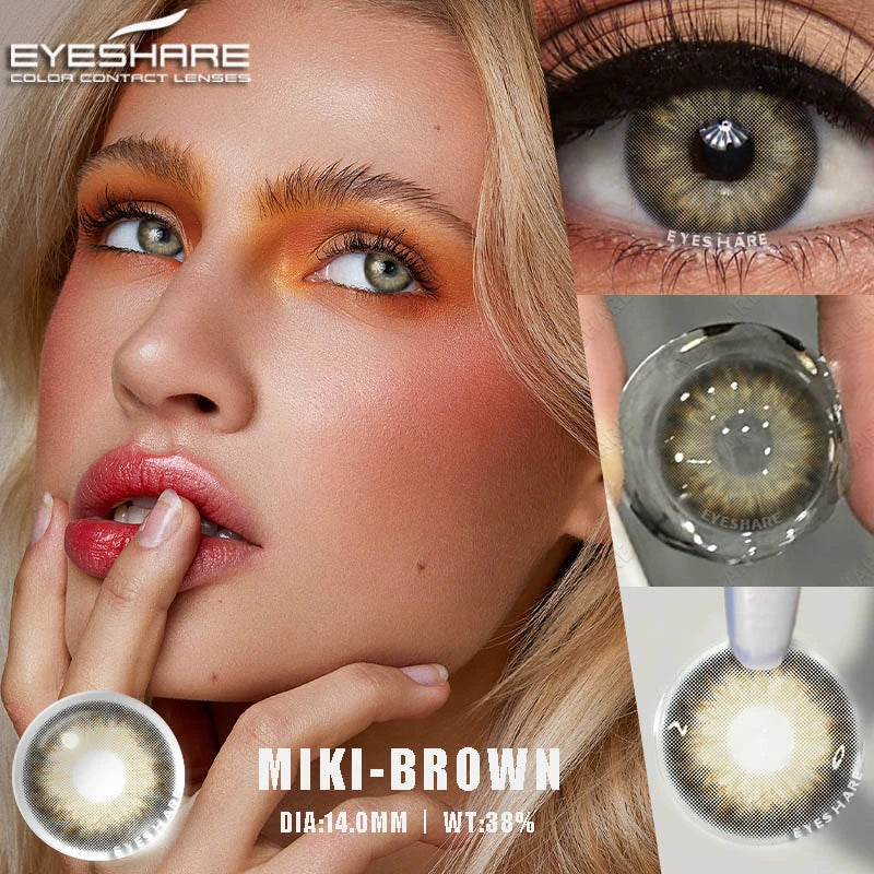 2Pcs Color Contact Lenses for Eyes Natural Gray Eye Lenses Brown Contact Lens Fashion Blue Lenses Green Contacs Yearly