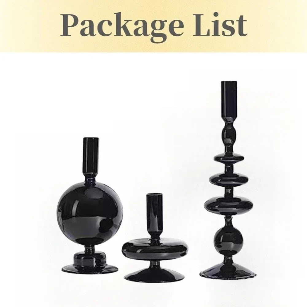 Modern Bubble Shaped Glass Candlestick Holder Set Taper Candle Stand Elegant Desktop Decoration for Party Living Room Banquet