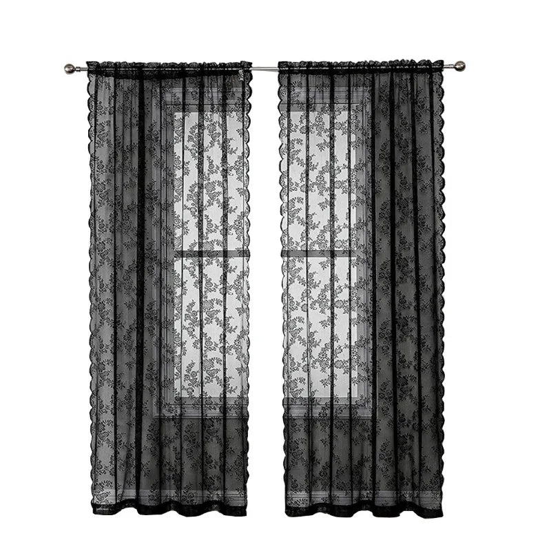 2pcs French Lace Window Screen Semi Blackout Lace Curtain Home Textile Sunshade Curtain Suitable for All Seasons