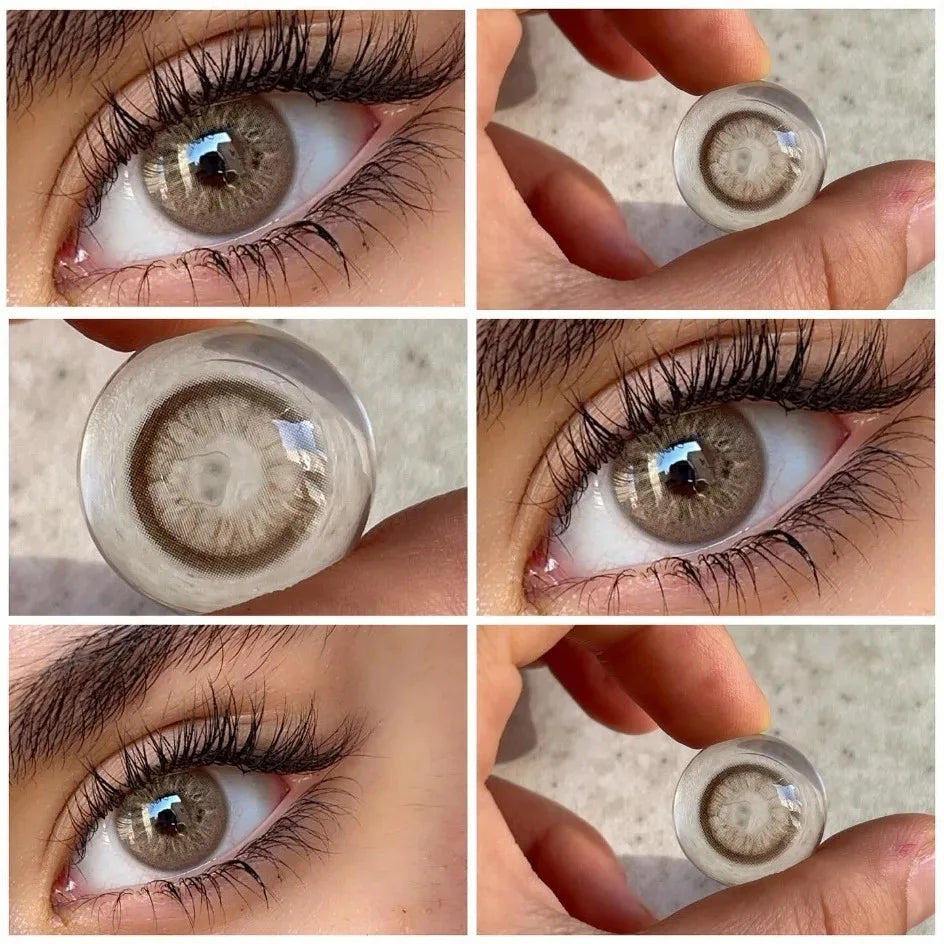 Eyes Color Contacts Colored Contact Lenses Lens Plano Small Pupil Myopia Brown 14.2mm 2Pcs 12 Months