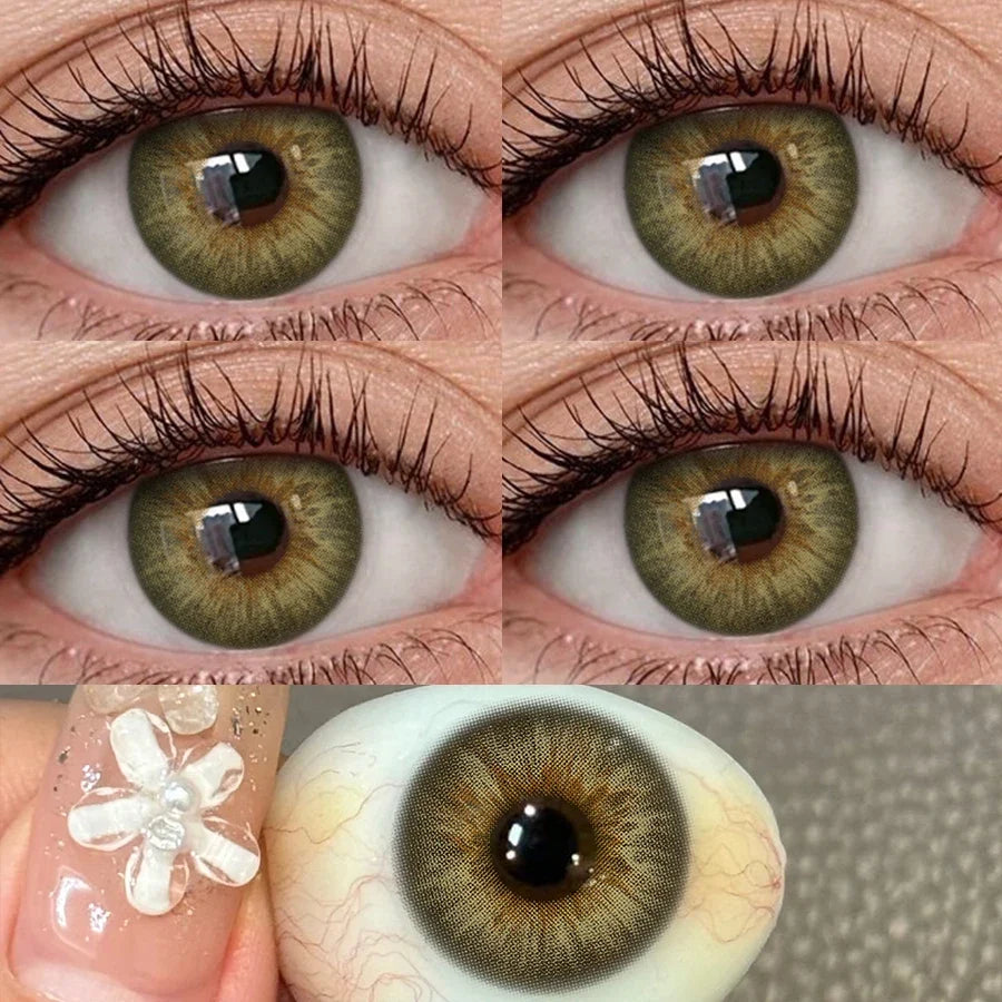 1 Pair Brown Colored Contact Lenses For Eyes Natural Gray Lenses Green Eyes Contact Makeup Beauty 14.20mm Yearly