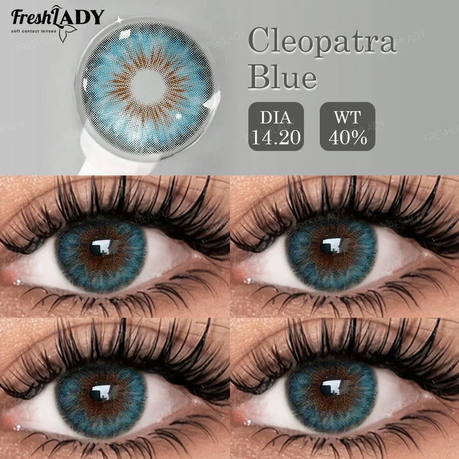 1 Pair Cleopatra Series Colored Contact Lenses Natural Brown Pupils Eyes Contact lenses Green Soft Contacts 14.20mm