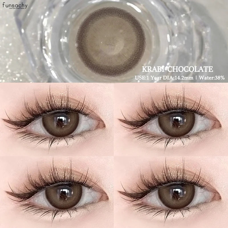 1Pair Natural Brown Contact Lenses for Eyes Colored Lenses Gray Pupils Big Eye Lenses Fashion Beauty Contacts Yearly