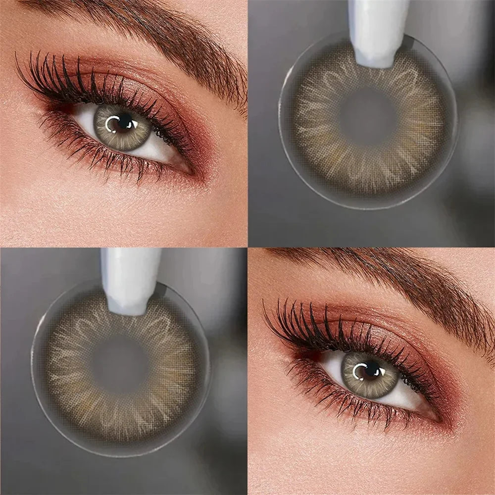 Contacts Colored Contact Lenses Lens Cosmetic Natural Brown 2Pcs 12 Months 1 Year Yearly Use