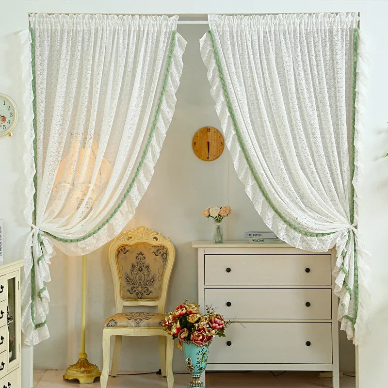 Transparent Lace Door Curtain Bedroom Mosquito Net Bloing Curtain No Punching Required Light Filtering Human Invisible