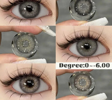 1Pair Natural Colored Contact Lenses with Prescription Myopia Lenses with Degree Gray Pupils Lens Brown Lenses Yearly