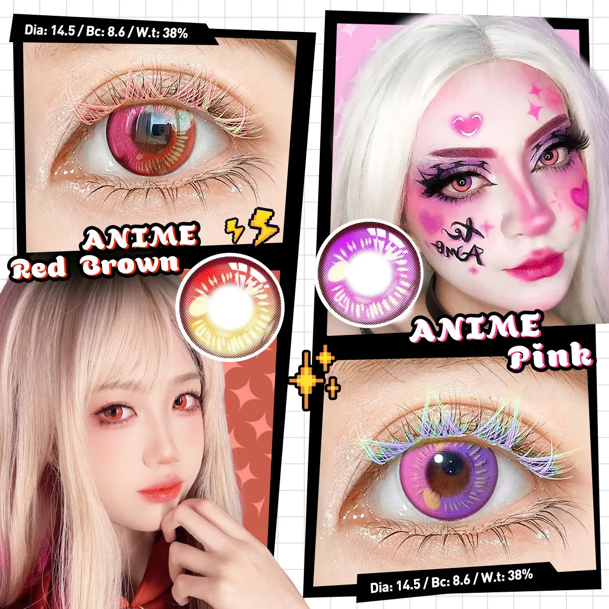Eye Eyes Color Contacts Colored Contact Lenses Lens Small Pupil Cosplay Anime Soft 2Pcs 6 Months Half Year Use