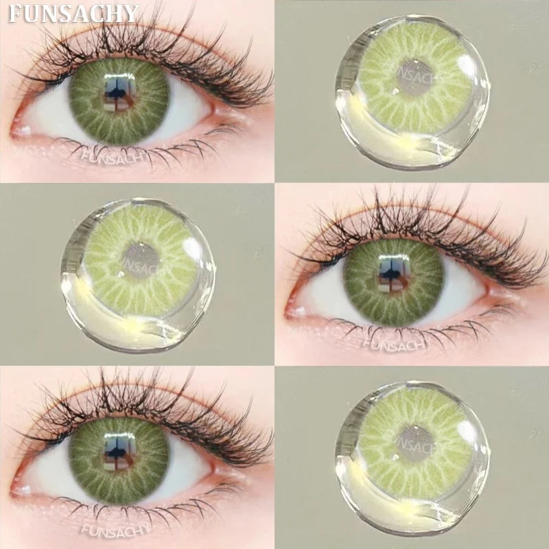 1pair Colorcon Contact Lenses Green Color Lens Natural Brown Eye Contacts Gray Pupils Beautiful Cosmetic Yearly Lenses