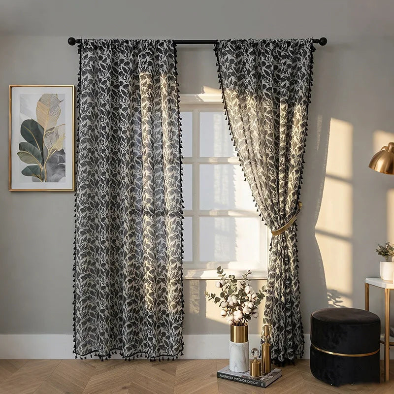 1/2pcs Semi blackout American curtains with Rod Pocket,Flower Window Curtains for Living Room,Bedroom,HomeDecor,Window Screening
