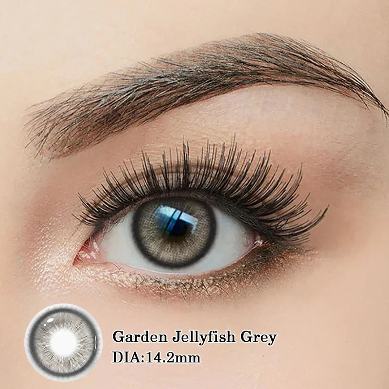 1pair New Colored Contact Lenses with Degree Blue Fashion Green Iris Series Lenses Yearly urban Gray  Make Up Yearly