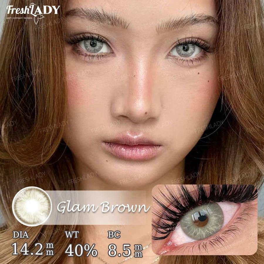 1 Pair Colored Contact Lenses Natural Brown Pupils Eyes Contact lenses Gray Soft Contacts 14.20mm