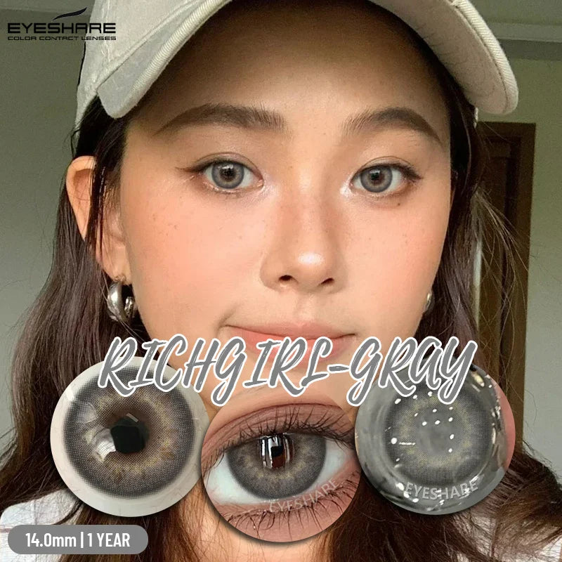 2Pcs Color Contact Lenses for Eyes Natural Gray Contacts Cosmetic Green Eye Color Lens Gray Lenses Blue Contact Lenses