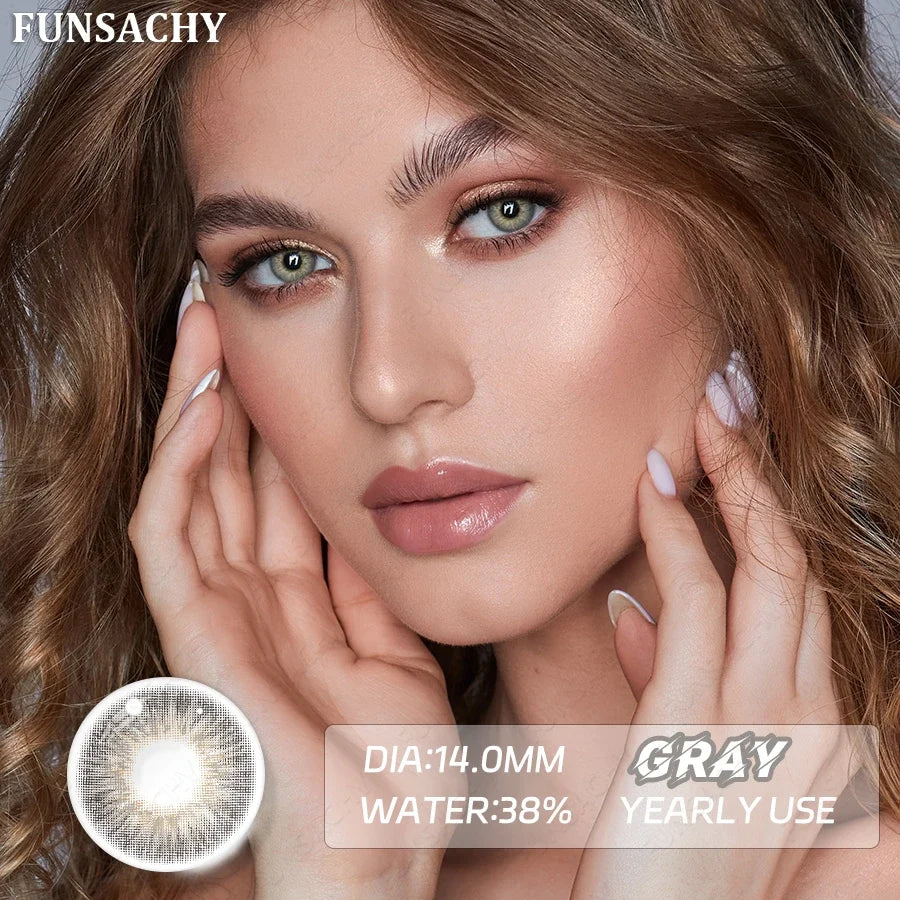 1 Pair New Color Contact Lenses Beautiful Pupil Fashion Soft Brown Black Small Diameter for Eye Grey Lenses for Student