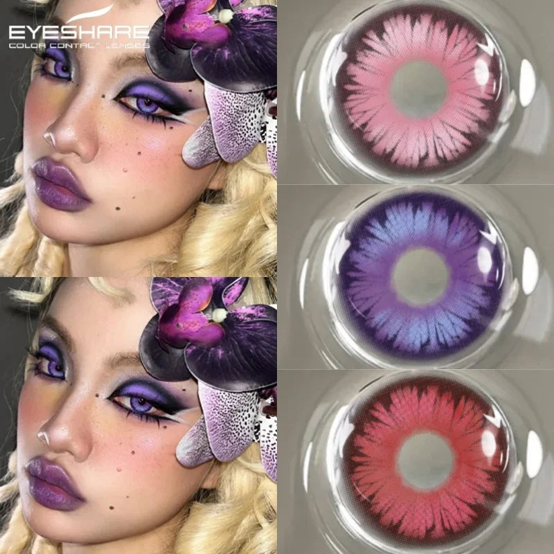Colored Contact Lenses for Cosplay 2pcs Eyes Makeup Yearly Anime Fashion Purple Lenses Red Contact Lenses Pink Contacts