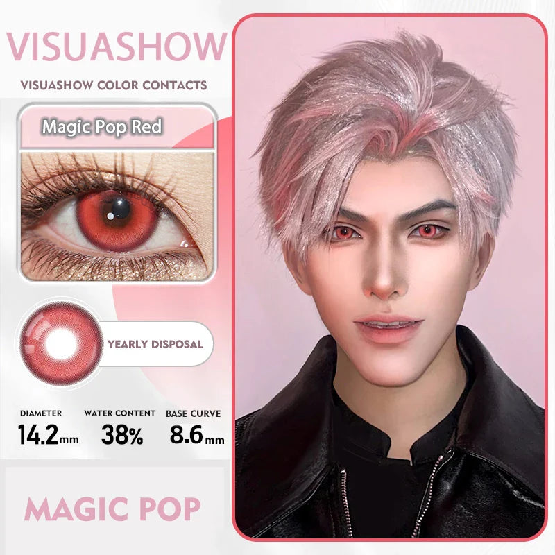 14.20 Blue Small Pupil Cosplay Colored Contact Lenses, 1 Pair Yearly Wear Eye Lenses for Halloween Themed Cosplay