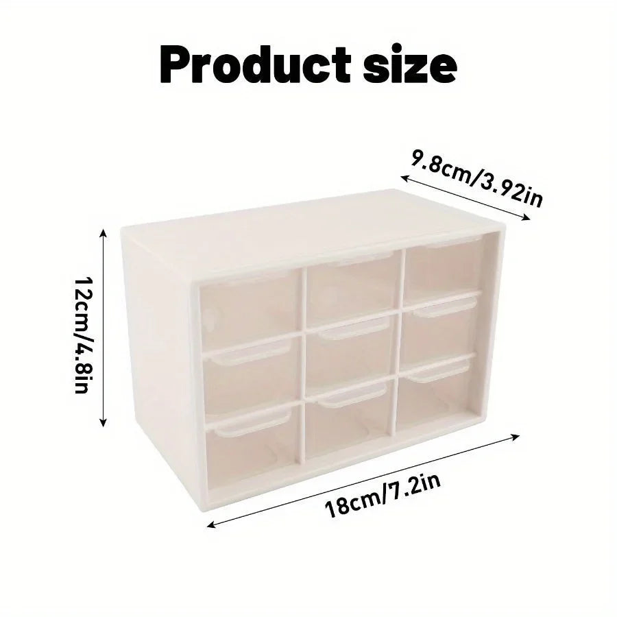4 Pack 9 Drawers Clear Storage Case Color Sorting Box Jewelry Office Hardware Organizer
